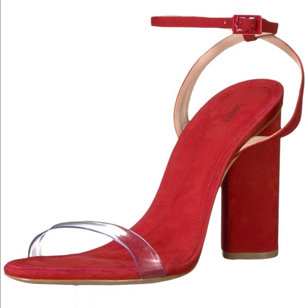 New Schutz Geisy Red Suede Heels. Size 8